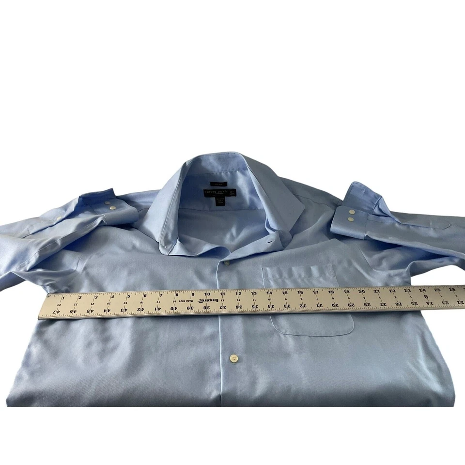 Camisa Pronto Uomo Para Hombres 17 1/2 Azul 34/35 Sin Planchar 100% Algodón Cuello Extendido Foto 4 de 4