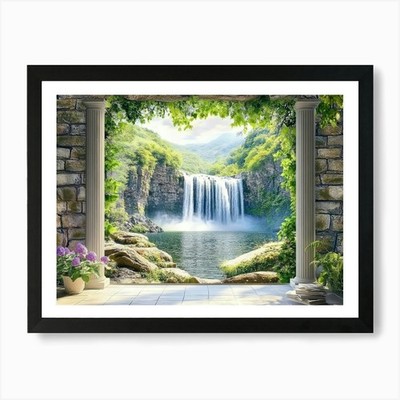 Wasserfall Kunstdruck gerahmt Wandbild Poster Leinwanddruck Bild