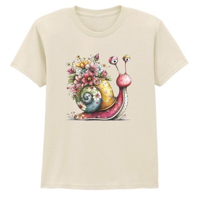 Skurrile Frühlingsschnecke Jungen Mädchen Kinder T-Shirt Blumen Garten Geschenk für Kinder