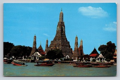 Wat Arun Temple of Dawn Bangkok Thailand Golden Peninsula Vintage Postcard