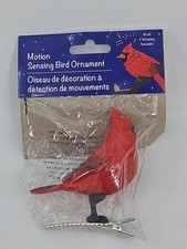 Motion Sensing Cardinal Bird Ornament Real Chirping Sounds Clip-On New Sealed