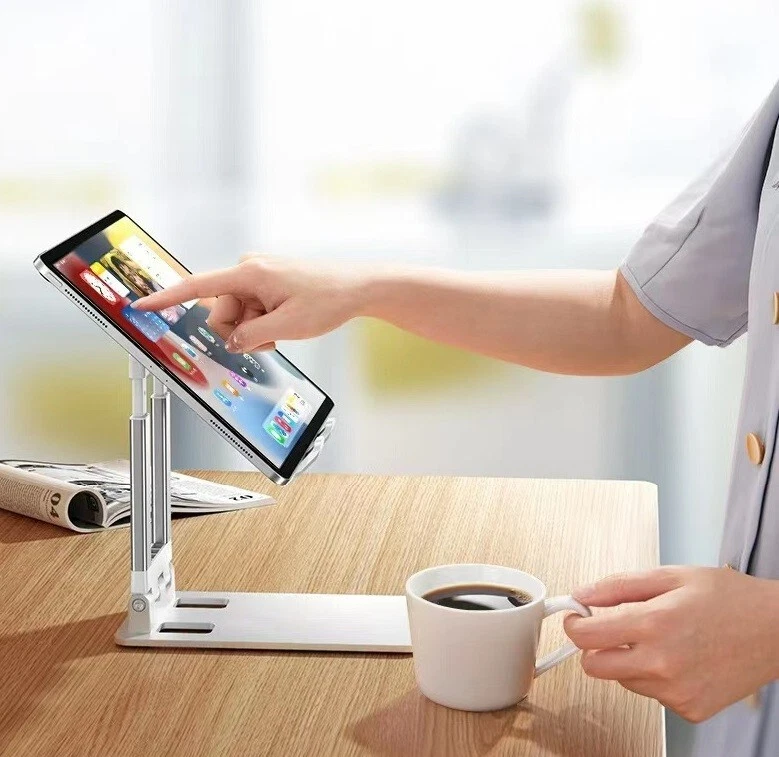 Soporte de escritorio grande fuerte para tableta - 2 brazos de metal soporte plegable universal teléfono móvil Foto 4 de 4