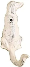 Handcrafted Nautical Decor Whitewashed Cast Iron Dog Hook 6" - Iron Hook
