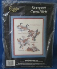 Golden Bee Stamped Cross Stitch Kit "Water Fowl Picture" 1987 Sealed