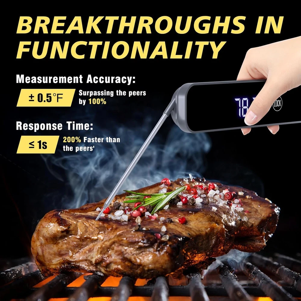 Meat Thermometer Digital,  1S Instant Read Thermometer, Waterproof Professions K