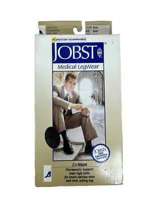 NEW Jobst Mens Thigh Hi Socks 30-40 mmHg Compression Stockings Hosiery S Brown