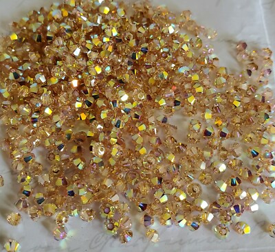 Swarovski Crystal 5328 3mm bicone beads, Crystal AB Golden Shadow
