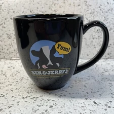 Vintage Ben & Jerry’s Ice Cream Factory Tour Souvenir Black Ceramic Cow Logo Mug