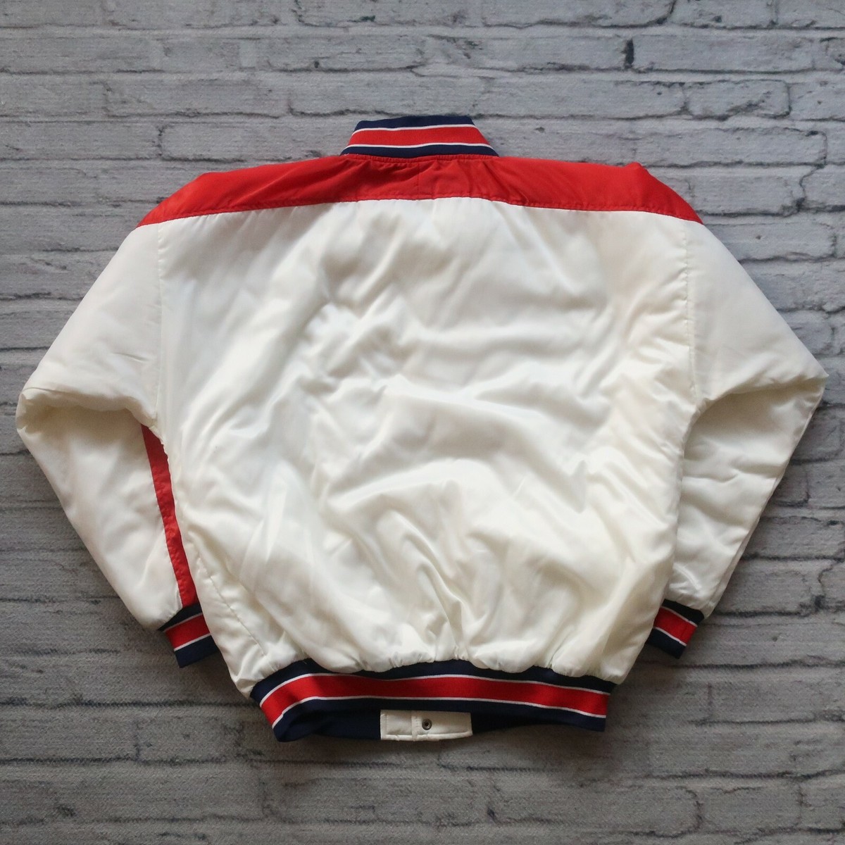 Vintage 80s Adidas Big Logo Satin Jacket Size L Run DMC Varsity