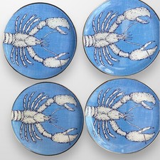 Tommy Bahama Melamine Salad Plates Set of 4 Blue Lobster NEW 8"