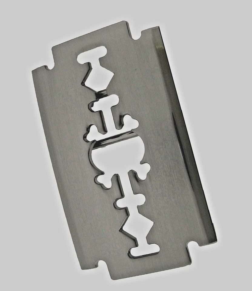 Nueva hoja de afeitar plateada peluquero regalo cinturón hebilla punk cadera motociclista cortador rock gótico Foto 2 de 4