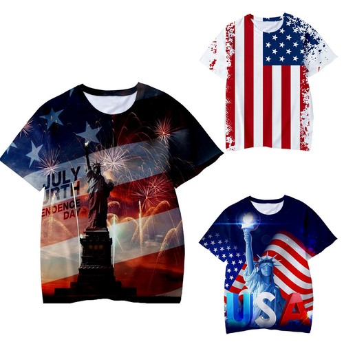 Toddler Kid Boys Independence USA Print 4th-of-July T-shirt Tops Casual Clothes