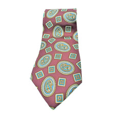 Halston Burgundy Paisley 100% Italian Silk Neck Tie - Made in USA!