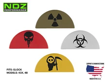 for Glock 43X 48 Grip Frame Plug Aluminum Black Laser Engraved Skulls