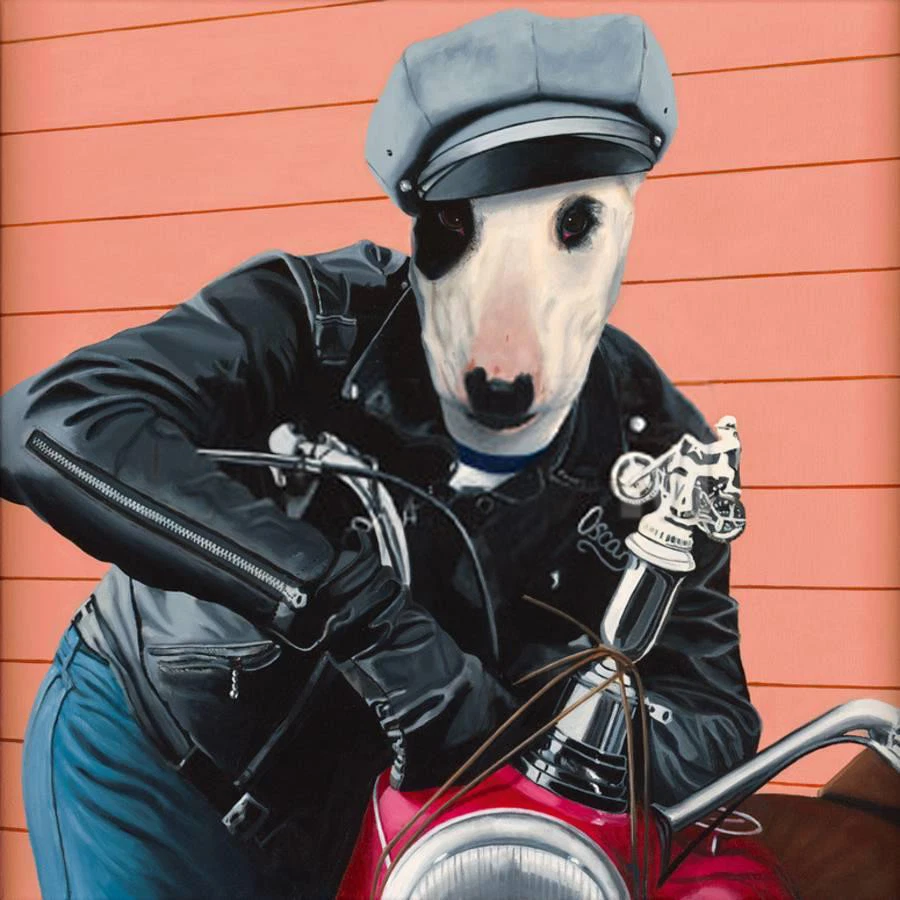 BULL TERRIER ENGLISH DRESSED DOG COMIC ART PRINT