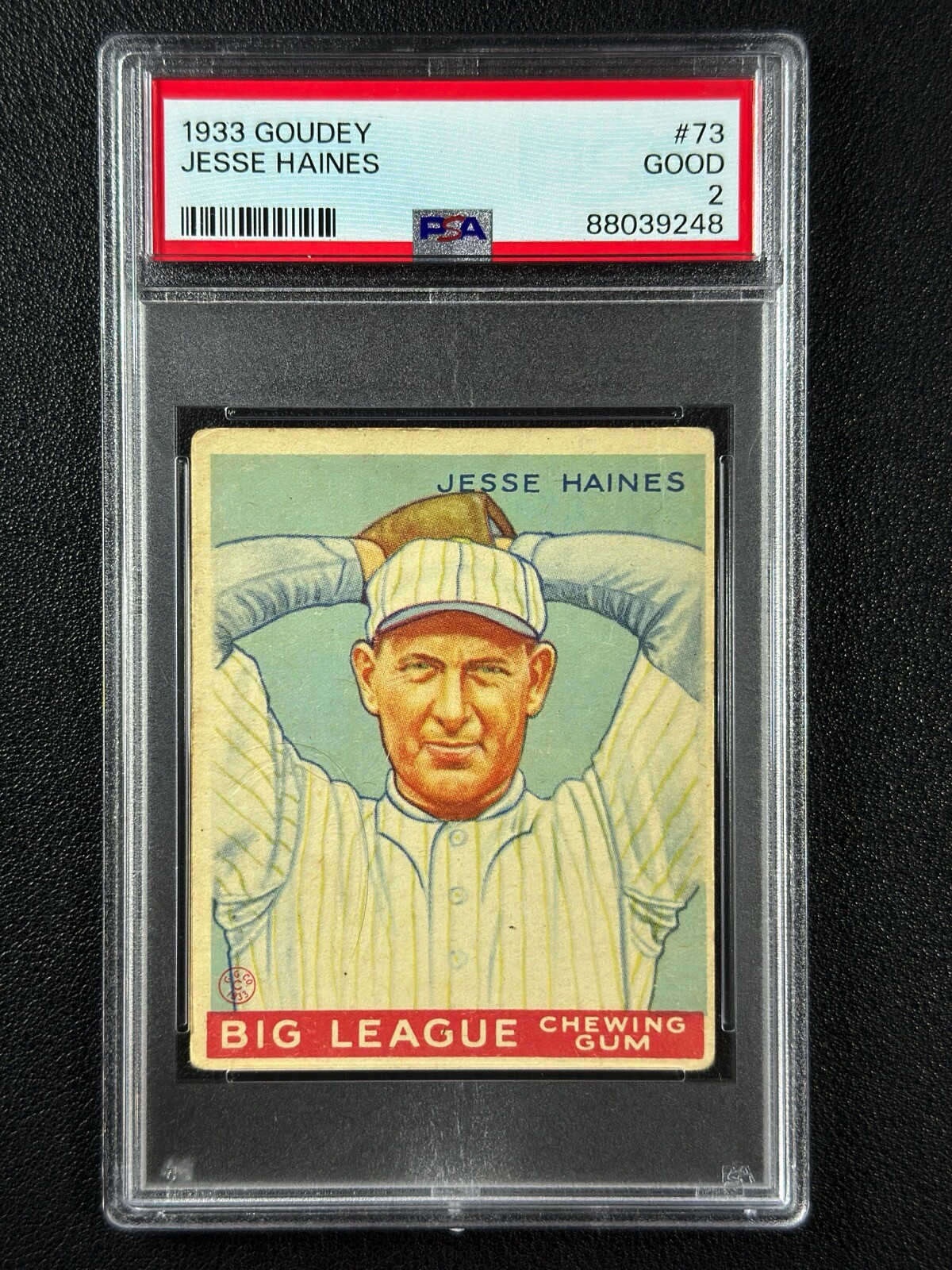 JESSE HAINES #73 PSA 2 1933 GOUDEY BASEBALL SETBREAK VINTAGE CARD 9248