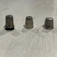 VINTAGE SEWING THIMBLES Lot Of 3 W/ 1 Leather Insert~?? West Germany, Taiwan ?