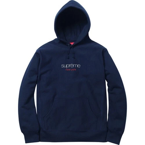 Sweat à capuche Supreme Chrome Classic Logo bleu marine L