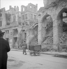 Bombed-out houses exposed street Munich Switzerland 1946 Old Photo