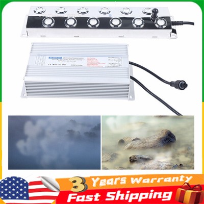 12-Head 110V Ultrasonic Mist Maker Kit Pond Fogger Mister Machine w/2 Buoy NEW