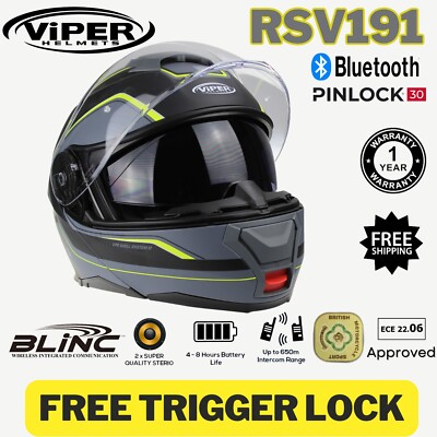 ViPER RSV191 Motorrad Blinc Bluetooth ECE Flip Front Modular Helm + Sturmhaube
