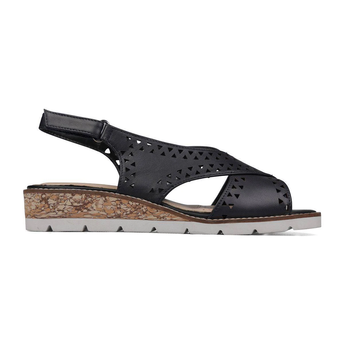 Van Dal Elan 2 3551 ladies 4101 Midnight Perforated Open Toe Slingback Wedge San