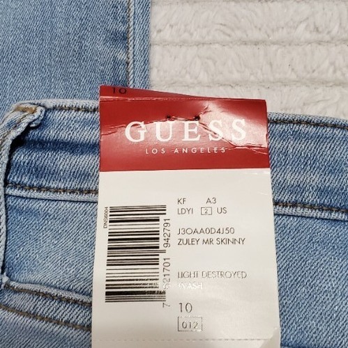Kids Guess Mr Zuley Skinny Jeans Light Destroyed Style Size 10 Adjustable Waist - Picture 14 of 14