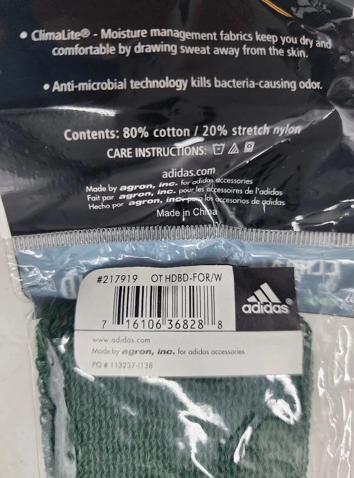 Adidas Climalite Diadema Terry Verde Bordado Logo Elástico Algodón/Nylon Foto 4 de 4