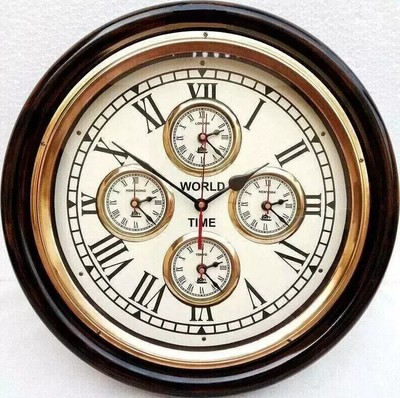 HORLOGE DE BUREAU en laiton antique nautique boussole marine horloge de