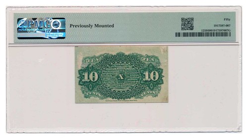 UNITED STATES banknote 10 Cents 1869 PMG grade AU 50 About Uncirculated - Picture 2 of 7