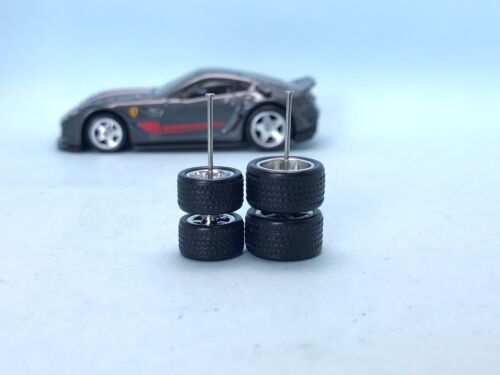 R176 Hot Wheels 1/64 Set Real Riders # Star Chrome 10 & 12mm , JDM RUBBER TIRES - Picture 3 of 4