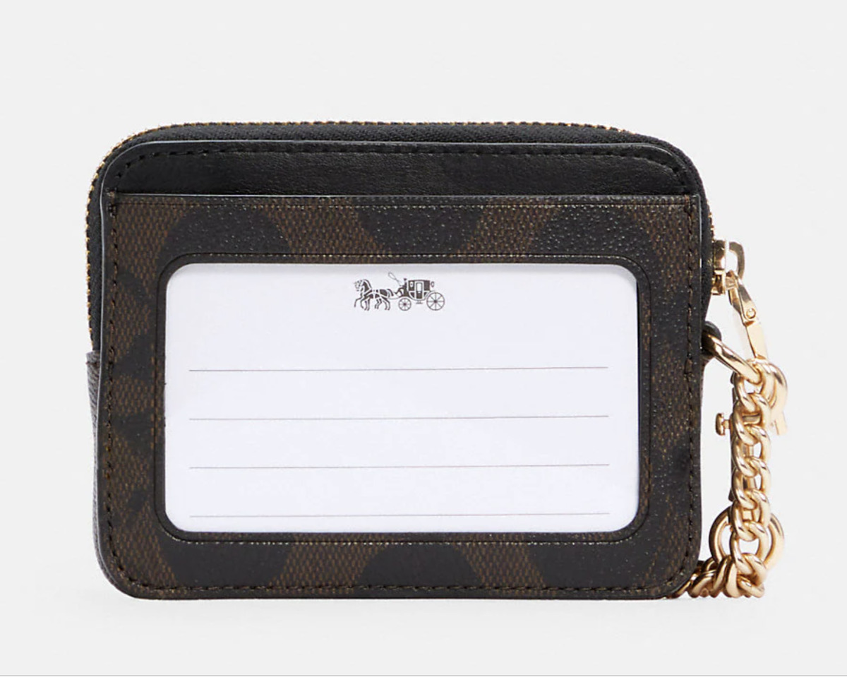 COACH® Outlet  Zip Card Case In Blocked Signature Canvas