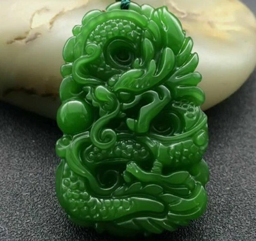 Halskette Jade Jaspis Drache Schmuck Anhänger Neu Grün Natur Amulett - Bild 2 von 2