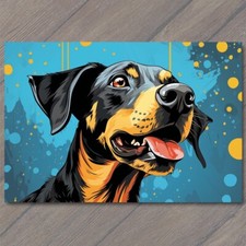 STICKER Doberman Happy Dog Retro Pop Art Smiling Splash of Colors Cute Fun