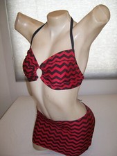 New Stripper Exotic Dancer Red Zig Zag Mini Skirt Set S/M Stripperwear