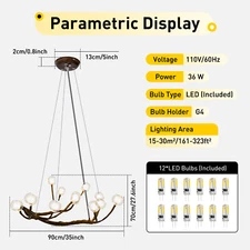 12 Light Retro Glass Bubble Lampshade Chandelier Branching Ceiling Pendant Lamp