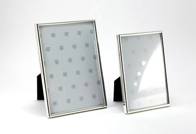 BRILLIBRUM Bilderrahmen versilbert rechteckig quadratisch schmaler Rand diverse Fotoformate