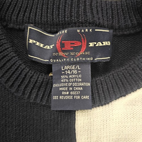 Phat Farm Vintage Knit Sweater Youth Boys L 14 16 Big Logo Spell Out Y2K Baggy - Picture 5 of 7