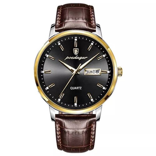 Reloj Pulsera Hombre Cuarzo Impermeable Hombre Cuero Reloj Luminoso Calendario - Imagen 16 de 27