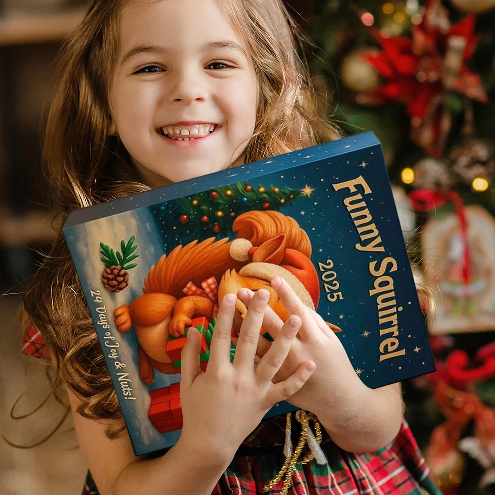 Christmas Countdown Funny Squirrel Advent Calendar 2025, 24 Days 2D Blind Boxes