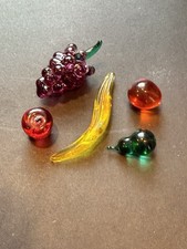 Vintage Murano Style Art Glass Hand-Blown Fruit and Vegetables Lot 5 piece set