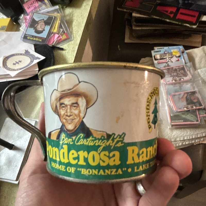 PONDEROSA RANCH TIN CUP VINTAGE BONANZA TV LAKE TAHOE NEVADA BEN CARTWRIGHT