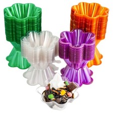 50Pcs Transparent Plastic Ice Cream Bowls Disposable Dessert Serving Sundae Cups
