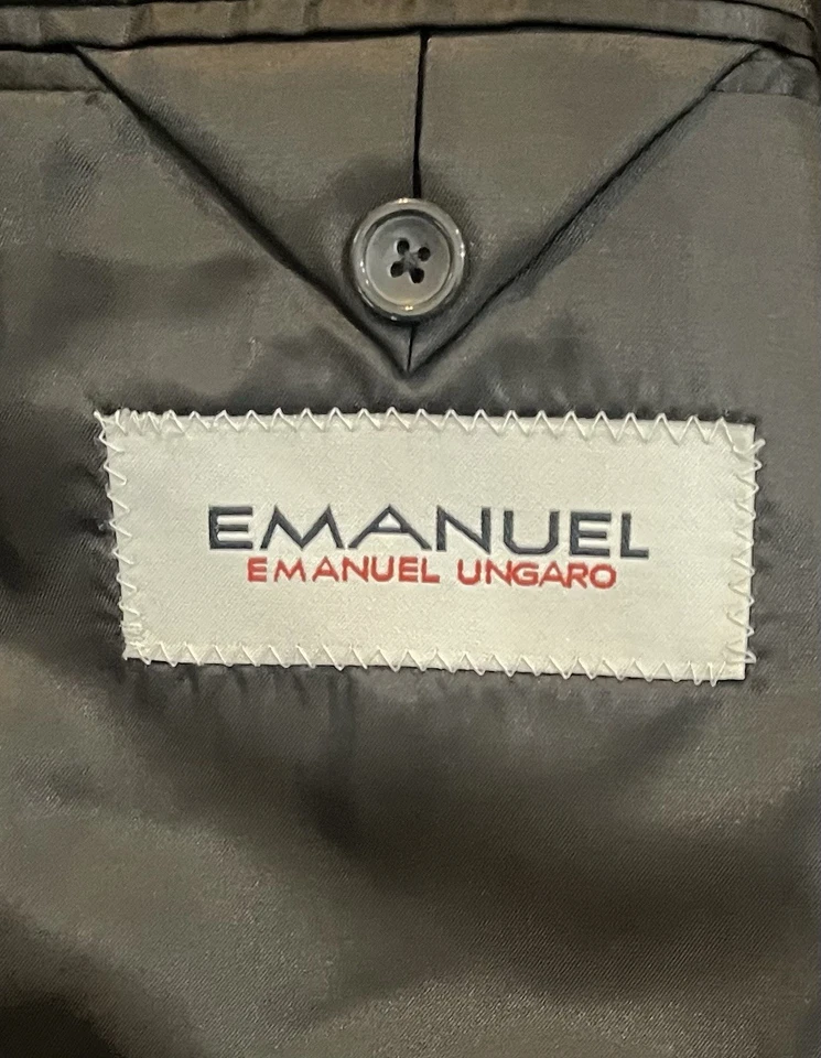 Emanuel Ungaro Stripe Gray Executive Suit Jacket & Pants - 44R/38W - Image 2 of 3