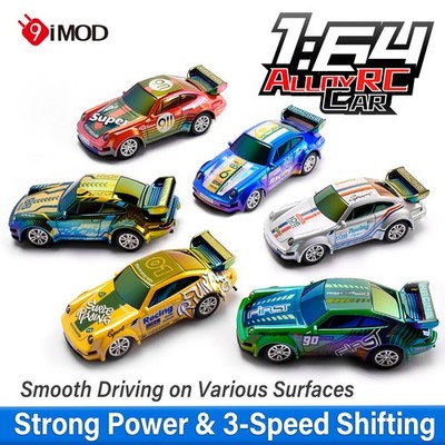 9IMOD RC Mini Alloy Car 1/64 3 Speed LED Lights Remote Controller Drift Car Toys