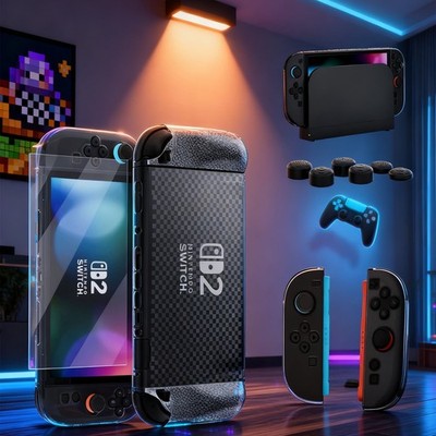 Dockbare Schutzhülle für Nintendo Switch 2   TPU-Griff,Displayschutzfolie,Kappen