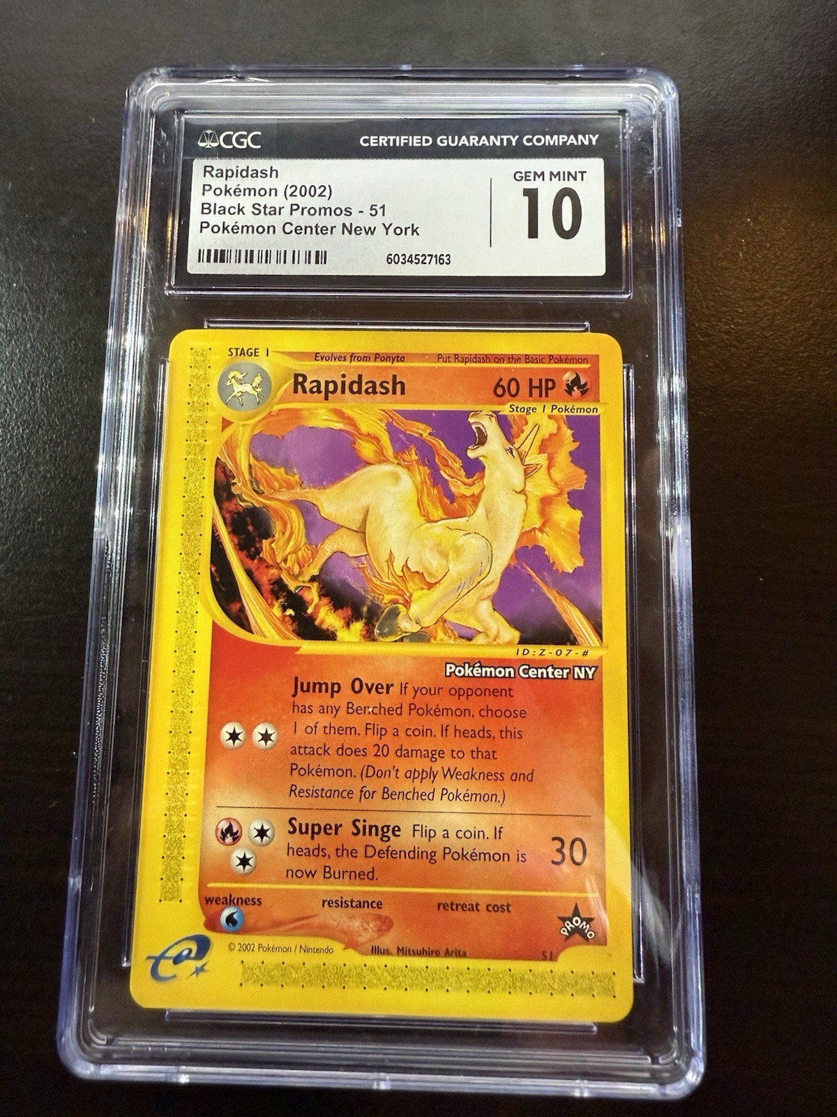 2002 Pokémon Rapidash [Pokemon Center NY] 51/53 Wotc Promo CGC 10 Gem Mint