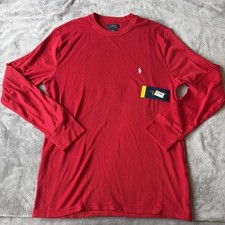 NWT Polo Ralph Lauren Waffle Knit Henley Thermal Crew-Neck T-Shirt SZ- L - Red