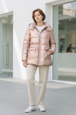 Giacca Trapuntata Donna con Cappuccio Multi-Color Shimmer Rosa Design Pezzo TG