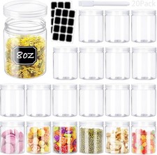 20 pack 8oz Plastic Jars with Lids Refillable Round Empty Containers